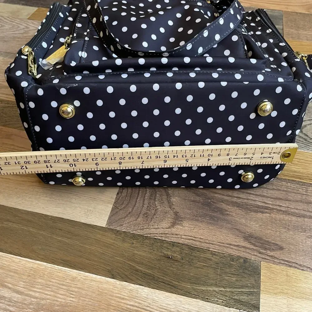 JuJuBe BFF Convertible Diaper Bag The Duchess Black White Polka Dot